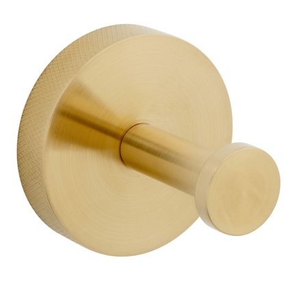 Cutout image of Vado Individual Knurled Accents Brushed Gold Robe Hook